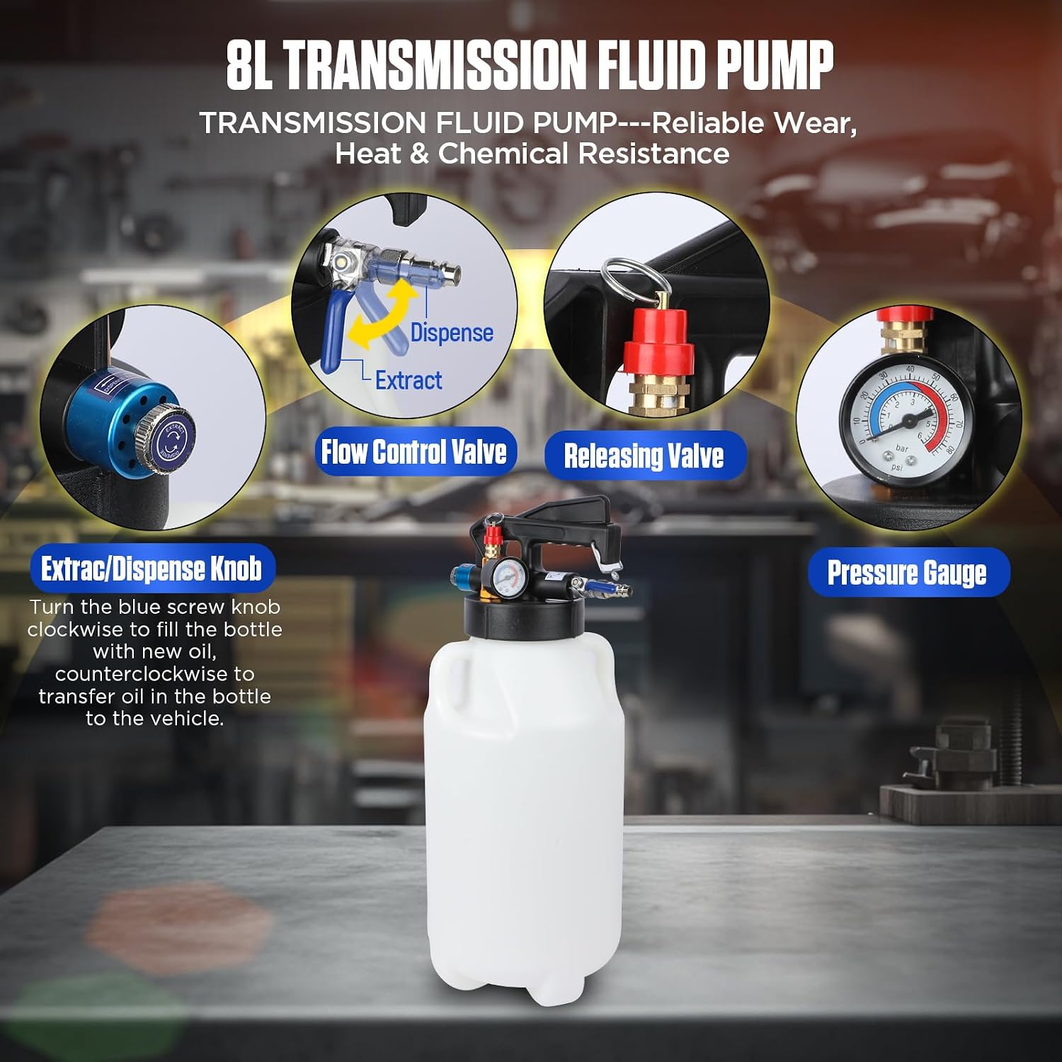 10L Pneumatic ATF Fill and Extract Pump, 26 Adapters view 3