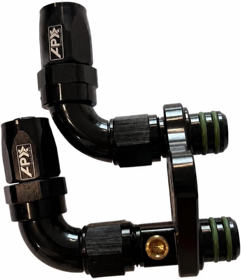 10R80 Transmission Cooler Port Adapter Kit -8AN 90 Degree view 2