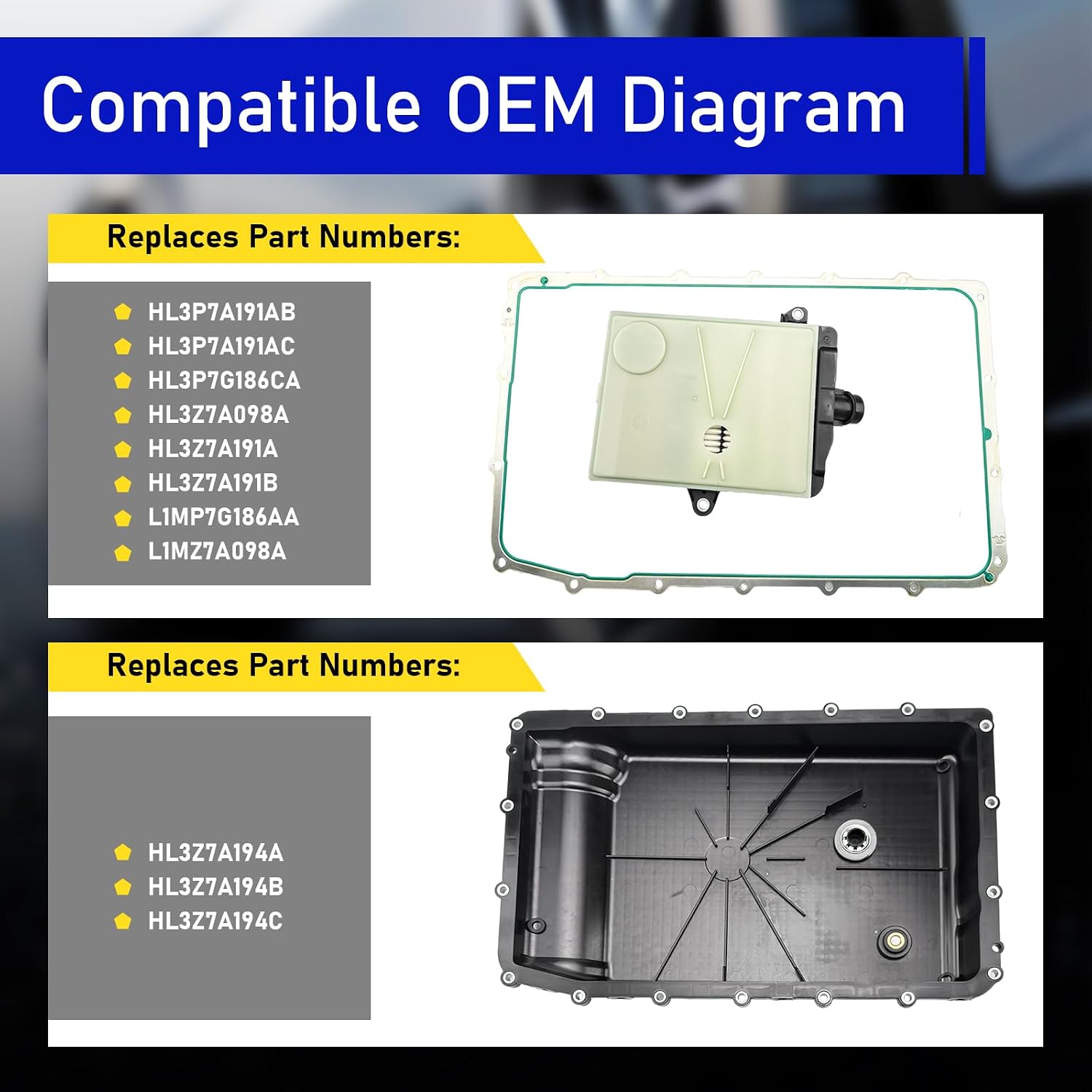 10R80 Transmission Oil Pan Kit with Filter and Gasket view 2