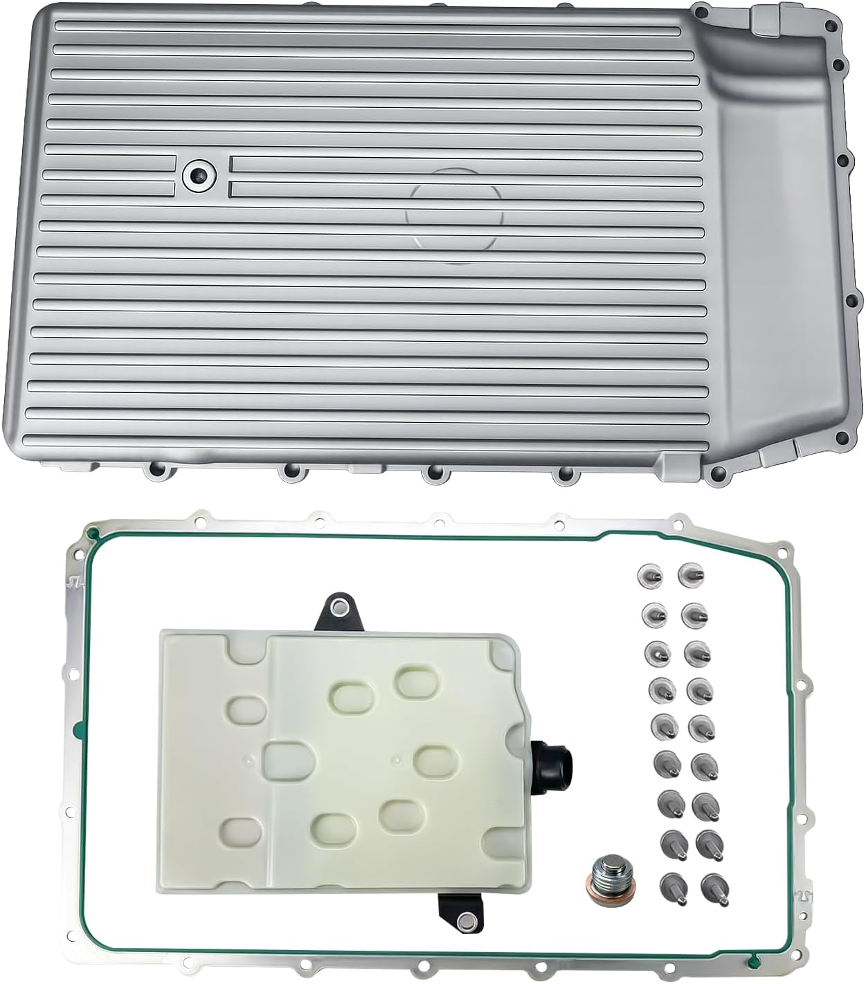 10R80 Cast Aluminum Transmission Pan Kit with Filter, Ford