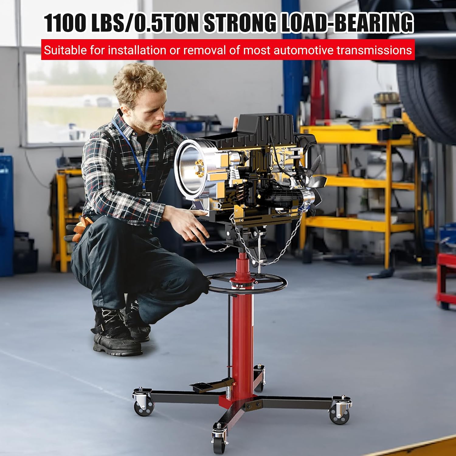 1100 lb Two-Stage Telescoping Transmission Jack view 2