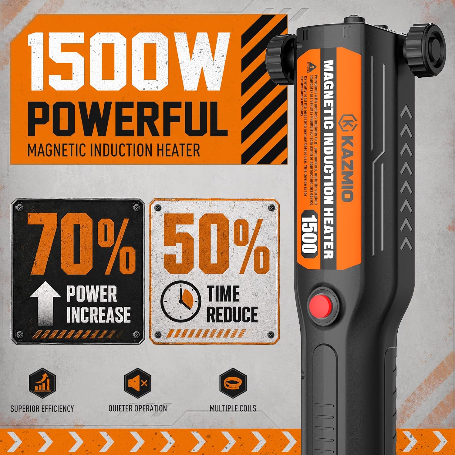 1500W Magnetic Induction Heater Kit, 10 Coils and Case view 2