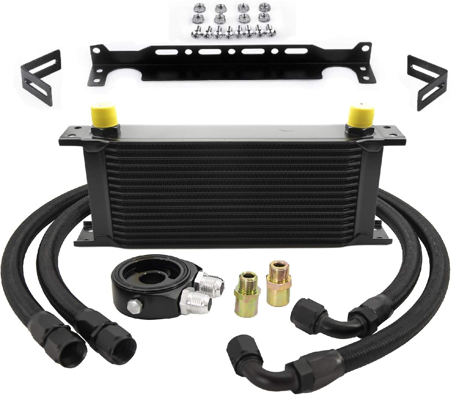 16-Row Stacked Plate Transmission Oil Cooler Kit 10AN