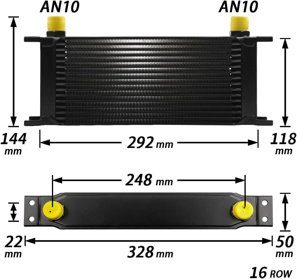 16-Row Stacked Plate Transmission Oil Cooler Kit 10AN view 2