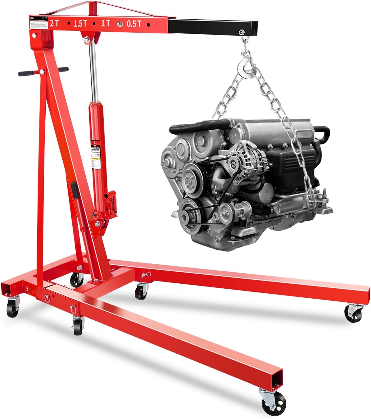 2-Ton Folding Hydraulic Engine Hoist / Shop Crane, 4400 lb