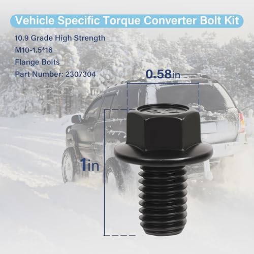6-Piece 2307304 Torque Converter Bolt Set for GM 4L60E, 4L65E, 4L70E, 4L80E, 700-R4 and 200-4R (Grade 10.9, M10-1.5 x 16mm) view 2