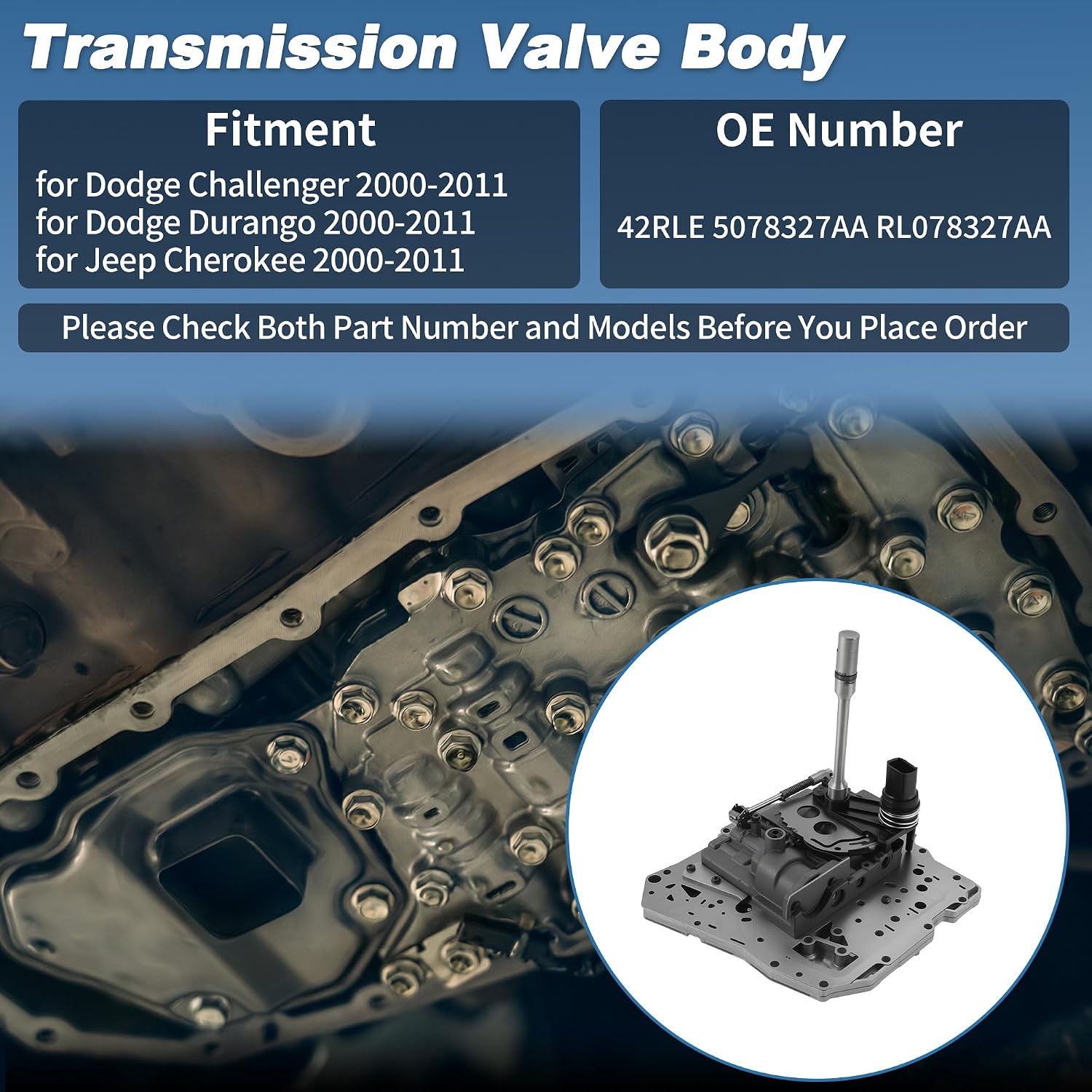 42RLE Transmission Valve Body with Solenoid Block view 2