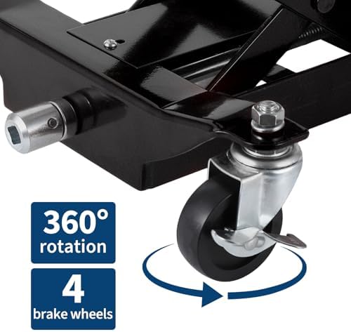 450 lb Scissor Lift Transmission Jack with Brake Casters view 2
