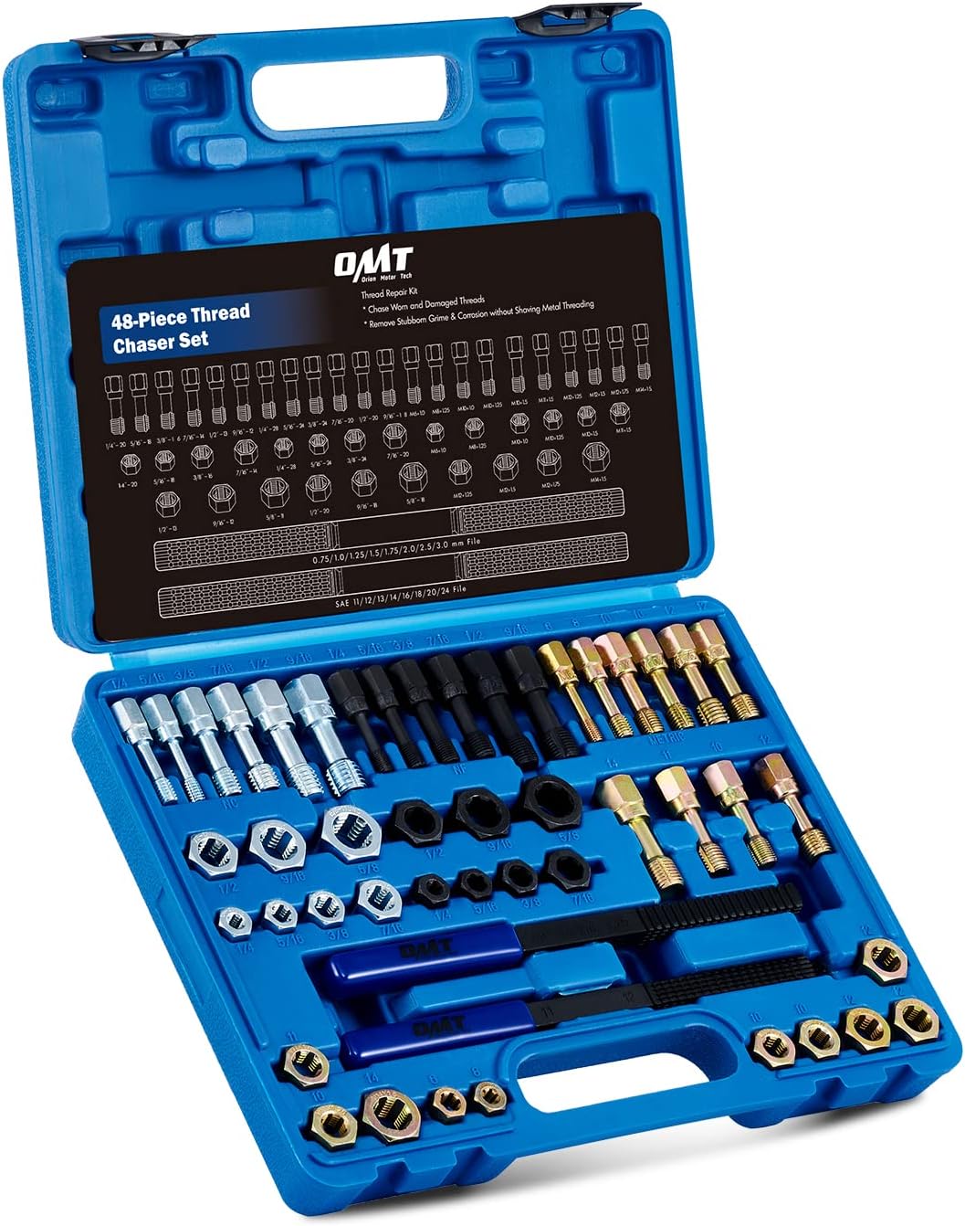 49-Pc Thread Chaser Set, Metric and SAE Taps Dies Files