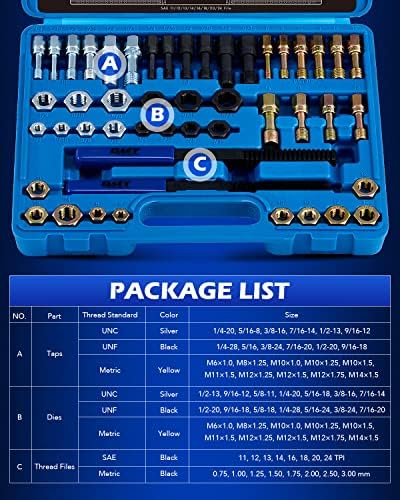 49-Pc Thread Chaser Set, Metric and SAE Taps Dies Files view 3