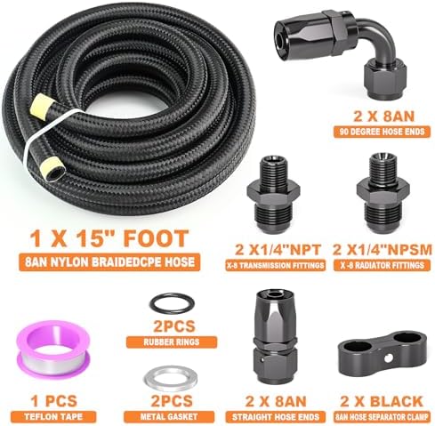 4L60E 8AN Braided Transmission Cooler Line Kit, 15 ft view 2