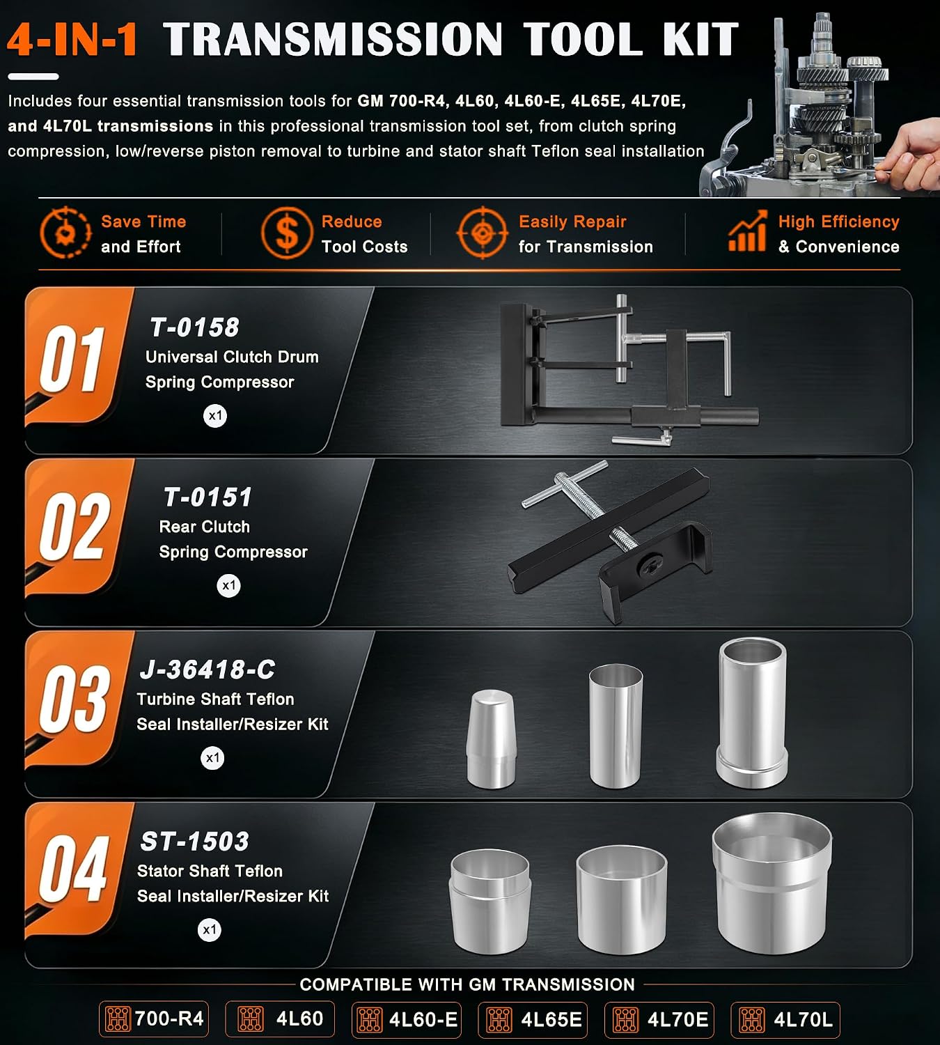 4L60E Clutch Spring Compressor and Teflon Seal Tool Set view 3