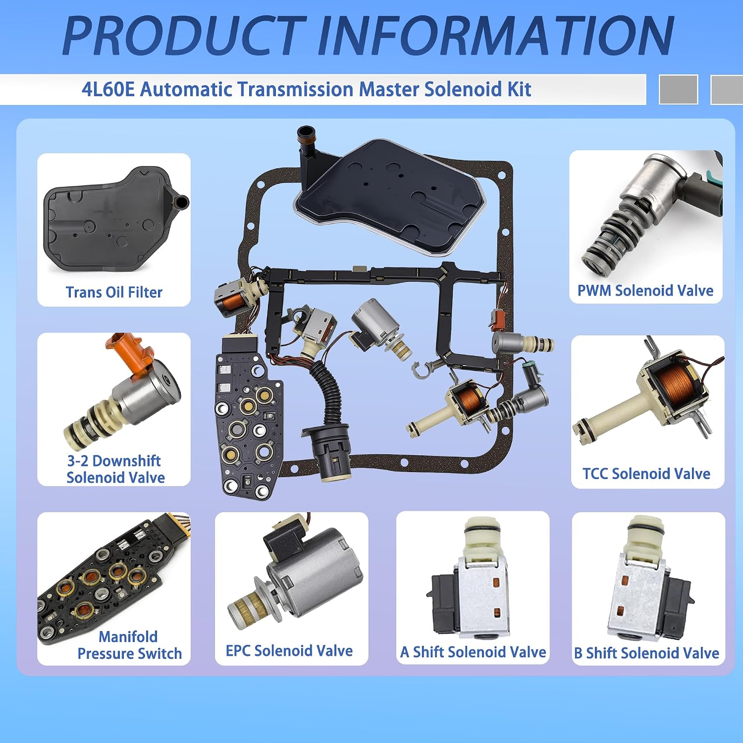 4L60E Master Solenoid Kit with Harness and Pressure Switch view 2
