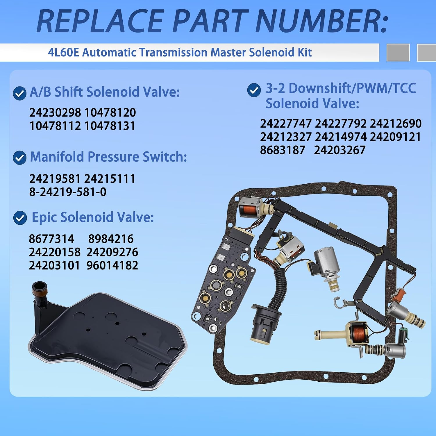 4L60E Master Solenoid Kit with Harness and Pressure Switch view 3