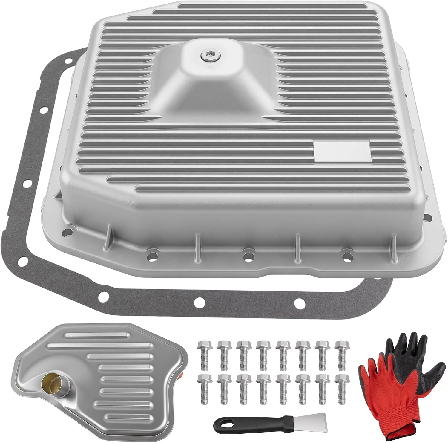 4R70W Aluminum Transmission Pan Kit with Filter and Magnet Plug