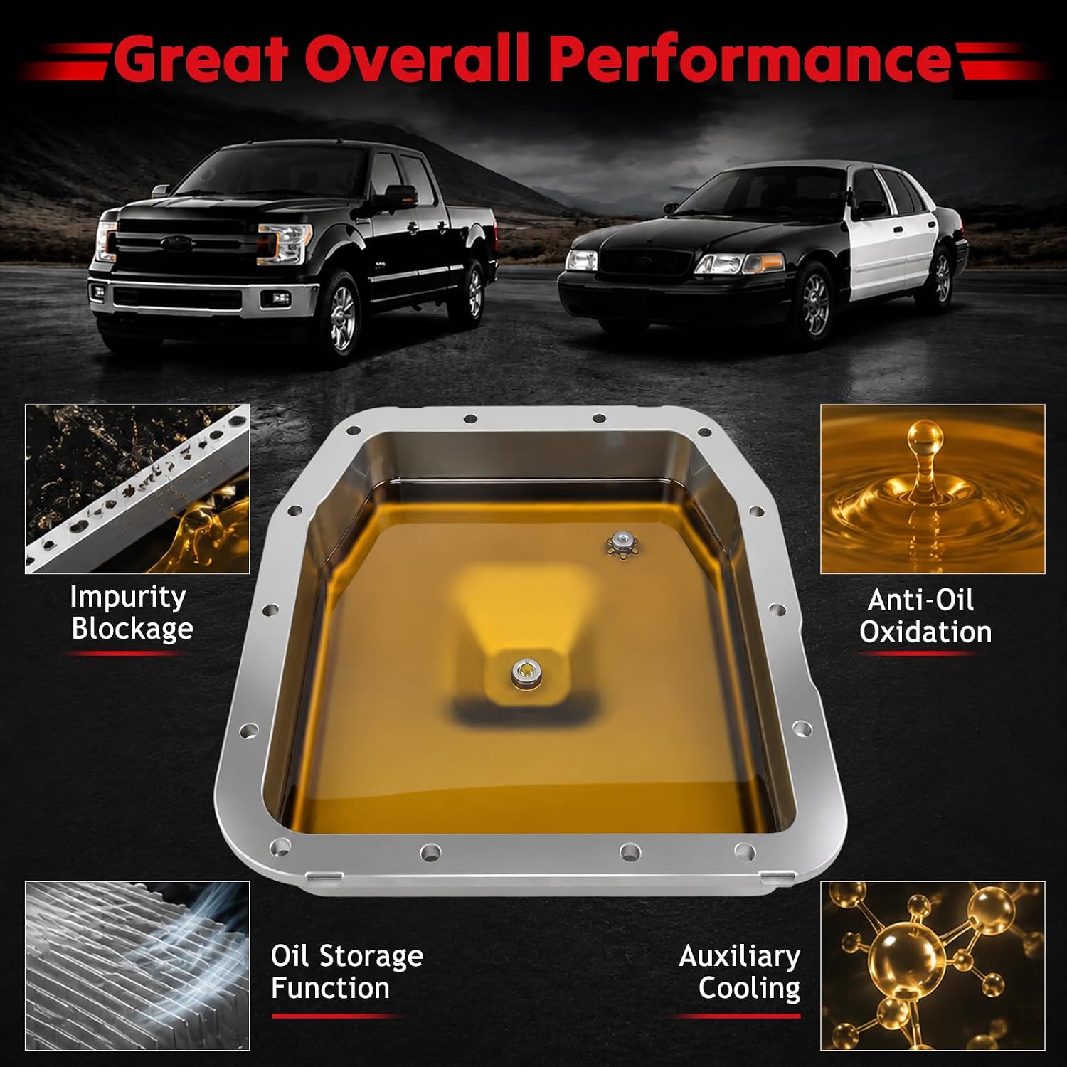 4R70W Aluminum Transmission Pan Kit with Filter and Magnet Plug view 2