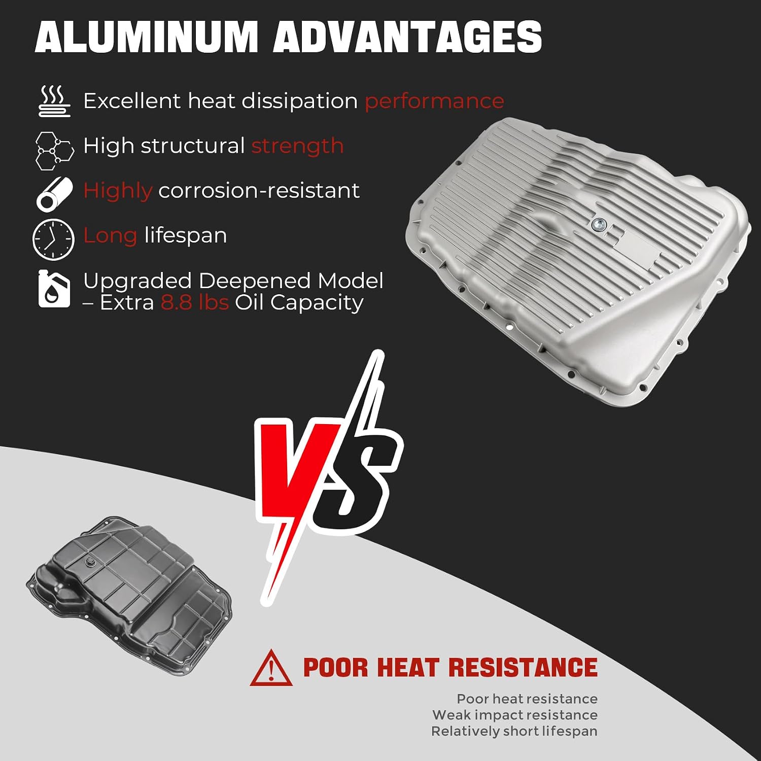 545RFE Aluminum Transmission Pan with Magnetic Drain Plug view 3