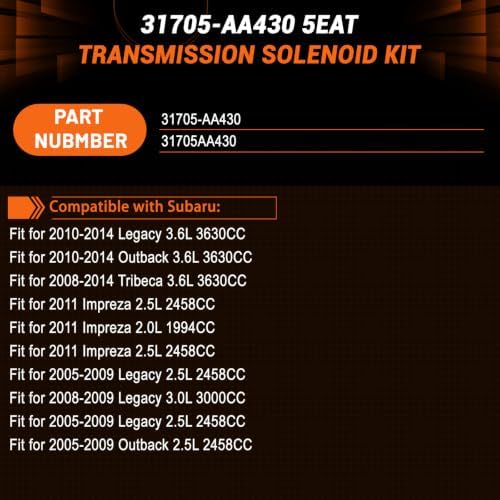 5EAT Transmission Solenoid Kit 8-Piece Subaru 31705AA430 view 2