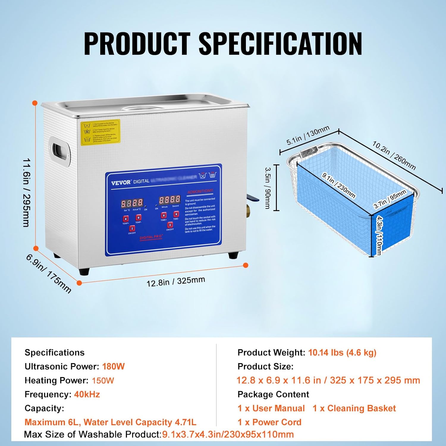 6L Heated Ultrasonic Parts Cleaner for Valve Bodies view 2