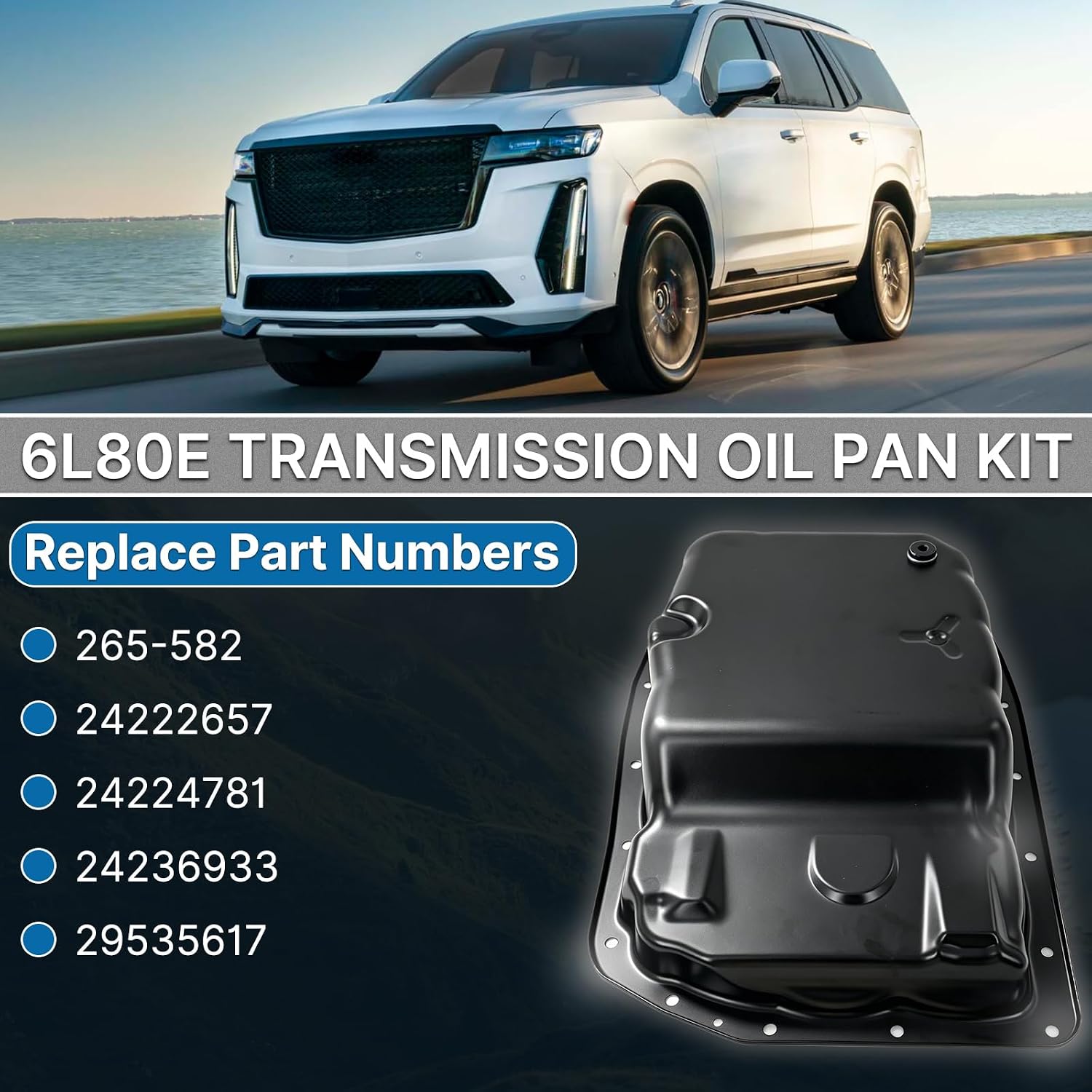 6L80E Transmission Oil Pan Kit with Drain Plug and Gasket view 2
