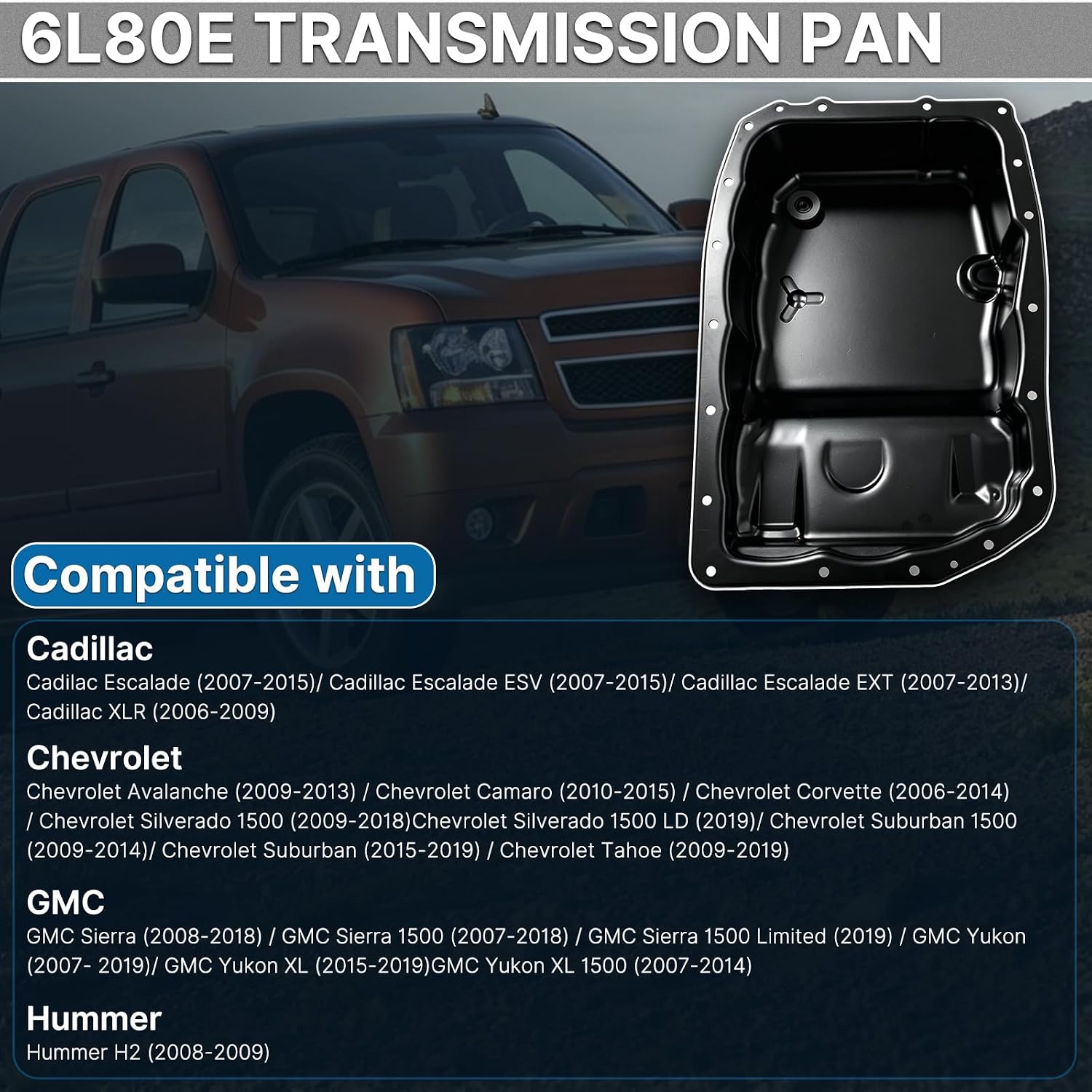 6L80E Transmission Oil Pan Kit with Drain Plug and Gasket view 3