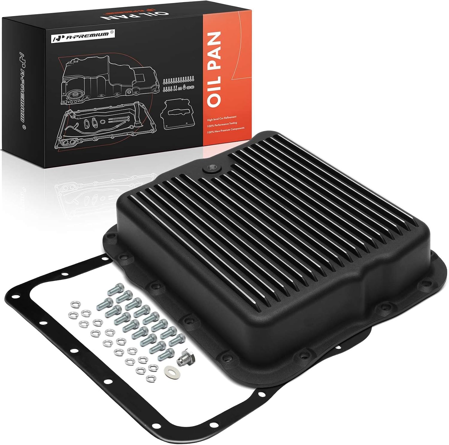 700R4/4L60E Finned Aluminum Transmission Pan, Drain Plug