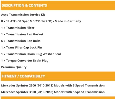 722.6 Transmission Service Kit Mercedes Sprinter 8L ATF view 2