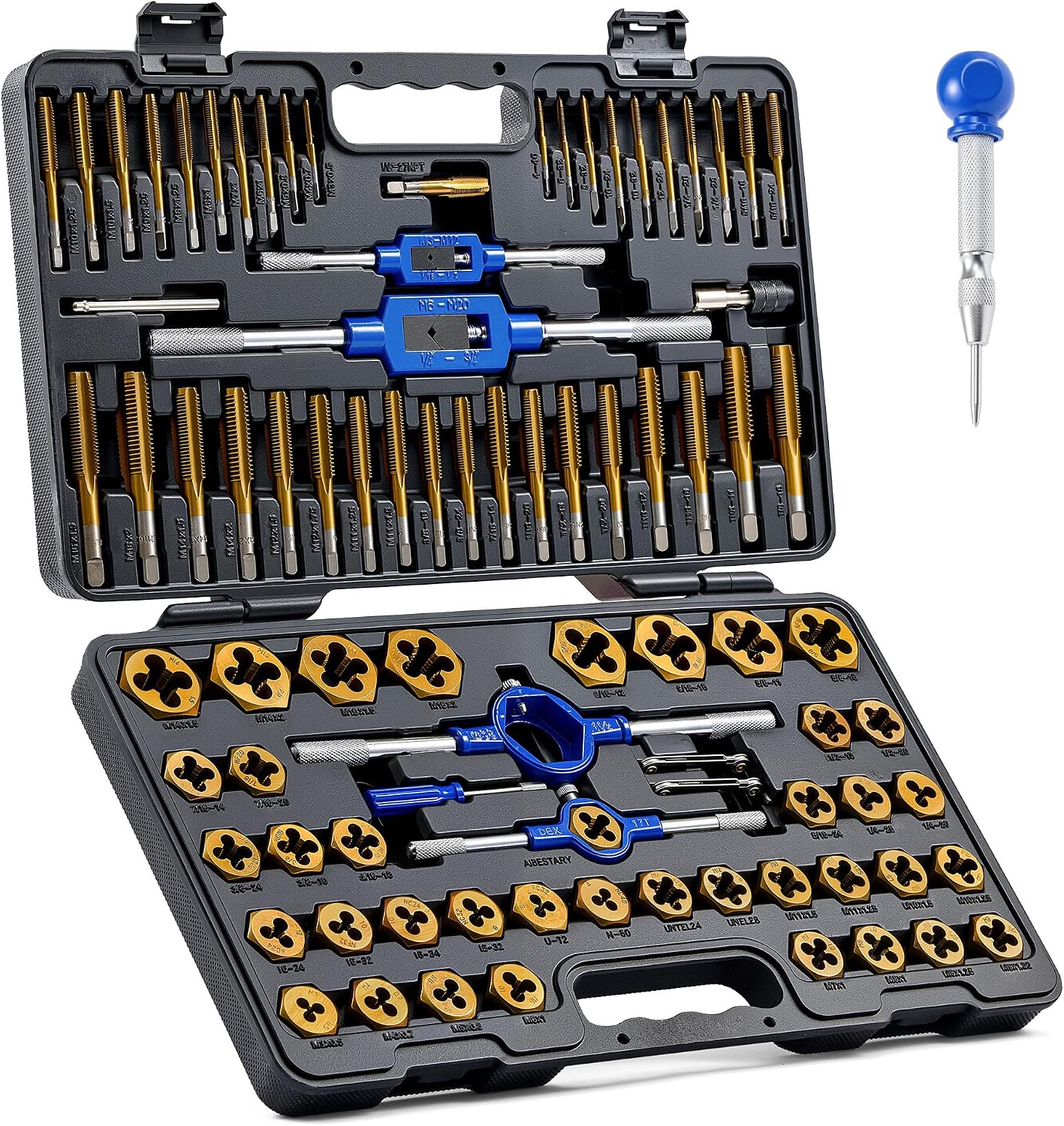 87-Piece Tap and Die Set, SAE and Metric Threading Kit