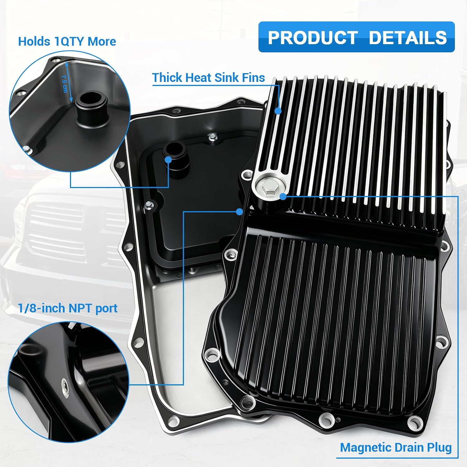 8HP70 Deep Aluminum Transmission Pan for Ram 1500 228053010 view 2