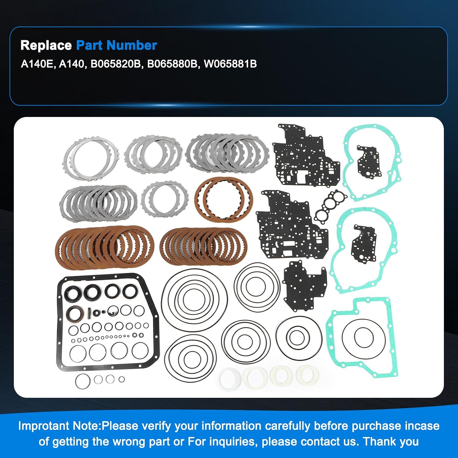 A140E Transmission Master Rebuild Kit Toyota Camry view 3