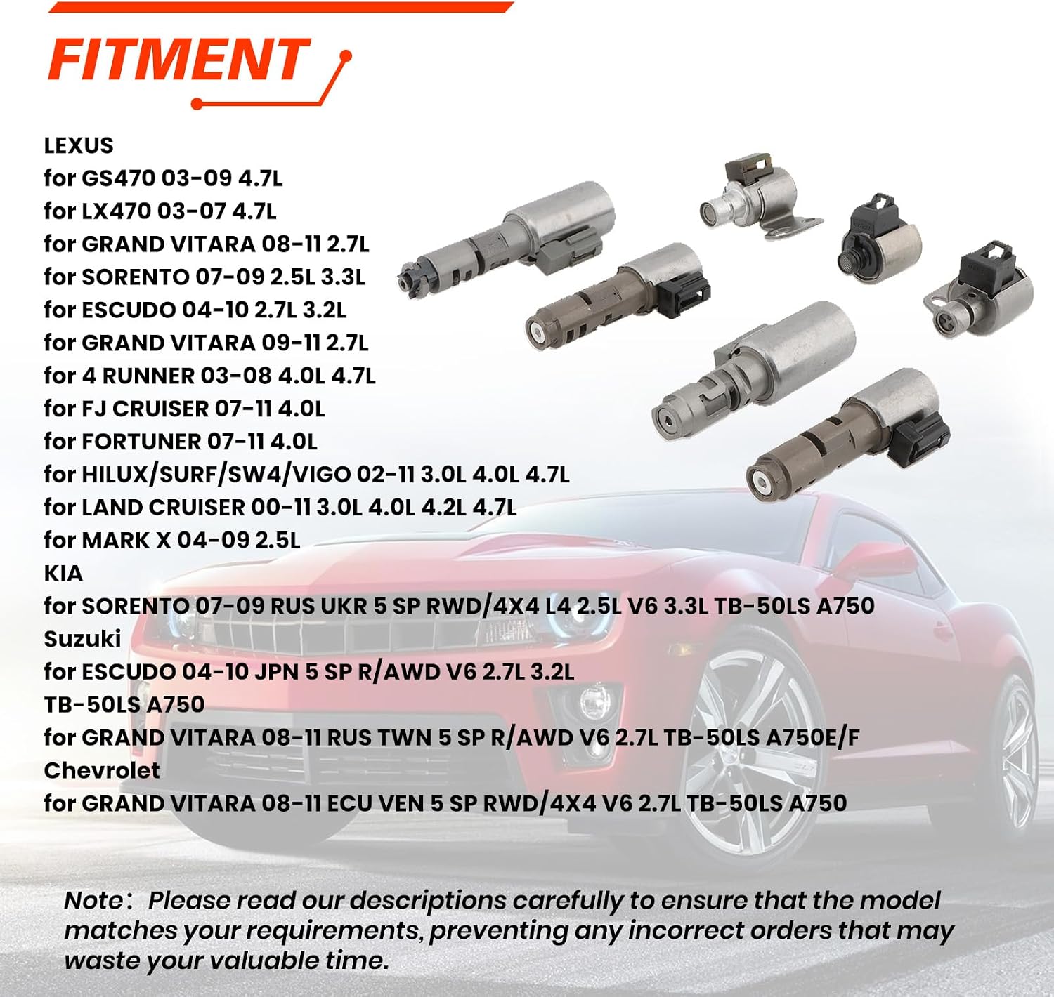 A750F Transmission Solenoid Kit 7-Piece for Lexus LX470