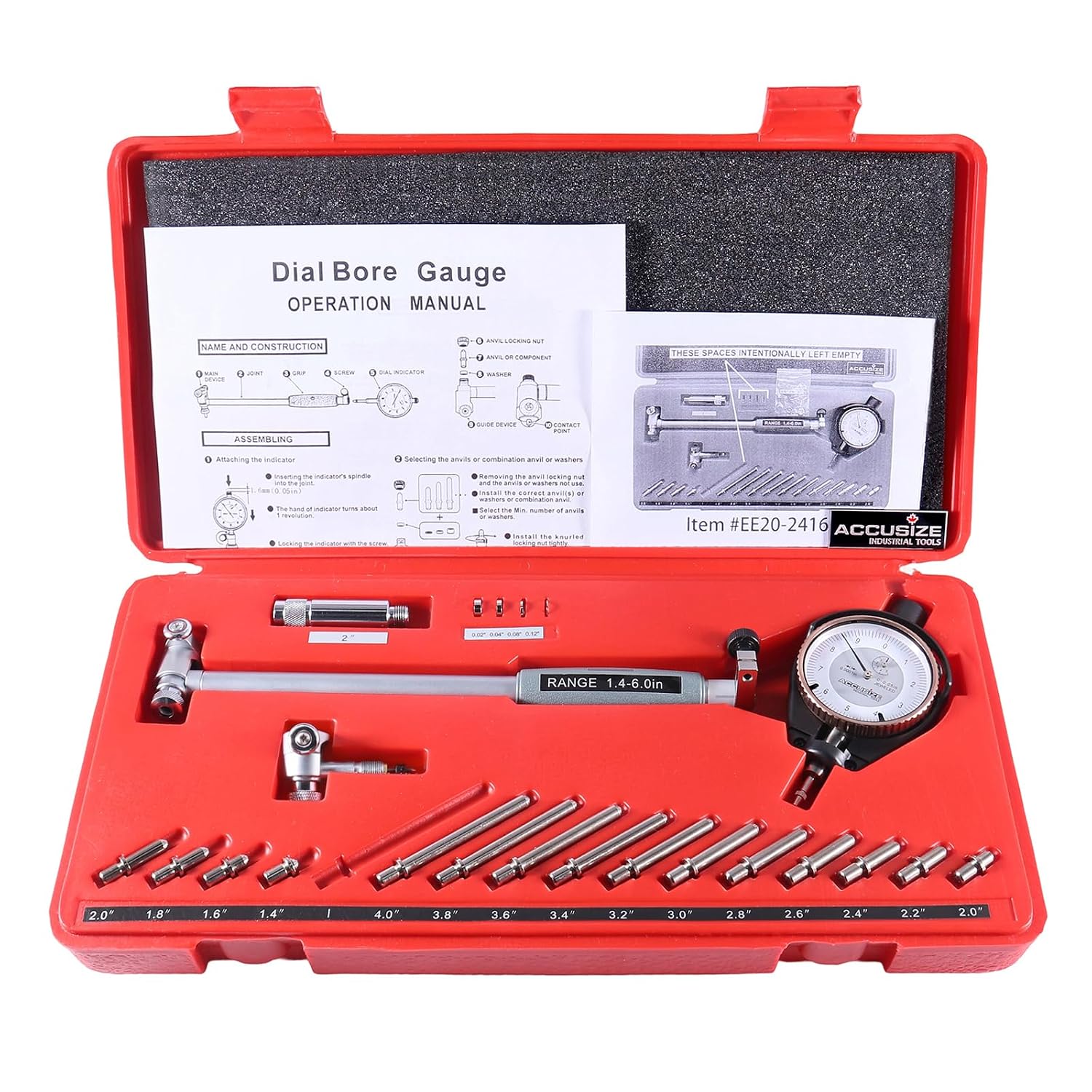 Accusize EE20-2416 Dial Bore Gauge Set 1.4-6 in .0001