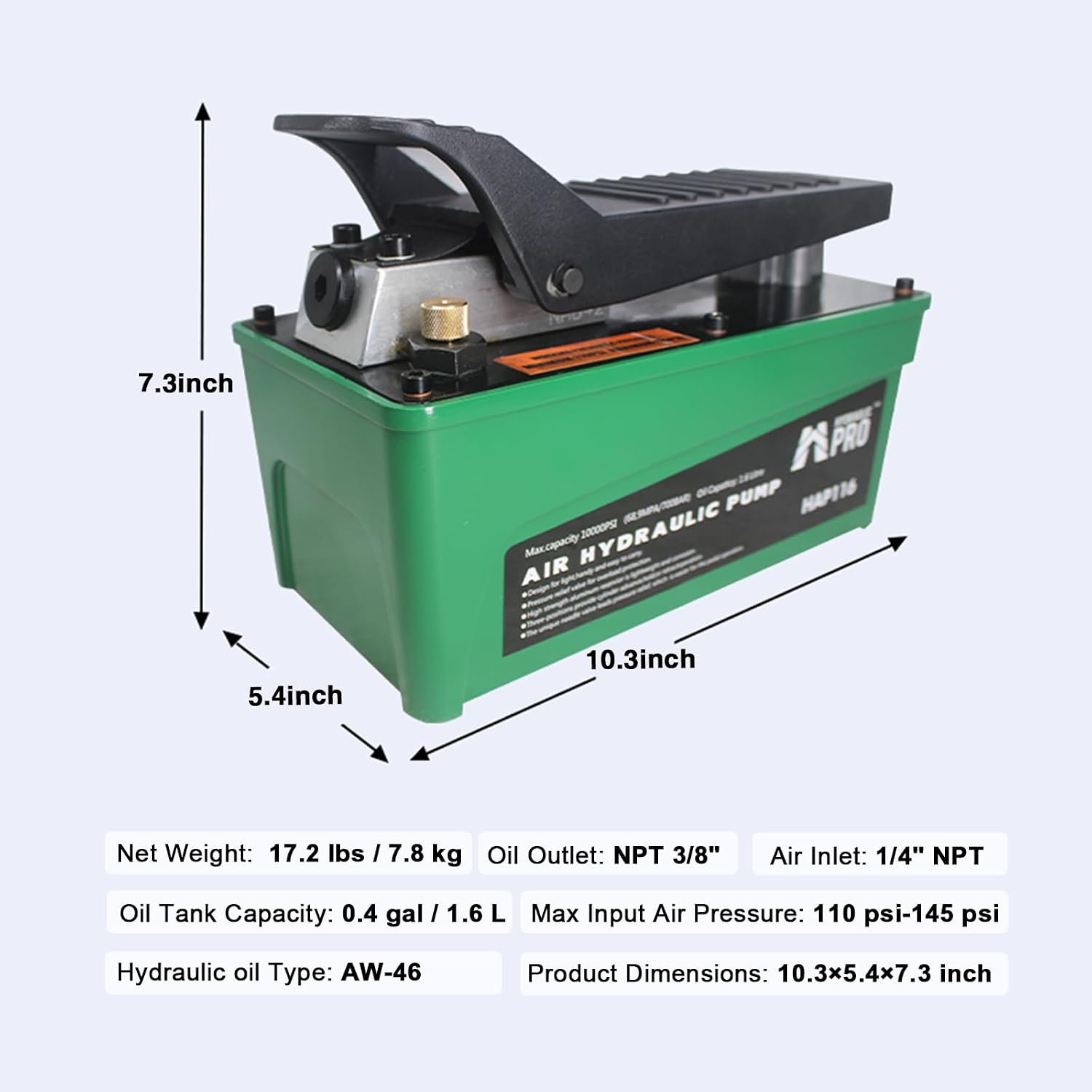 Air Hydraulic Foot Pump 10,000 PSI for Shop Presses view 2