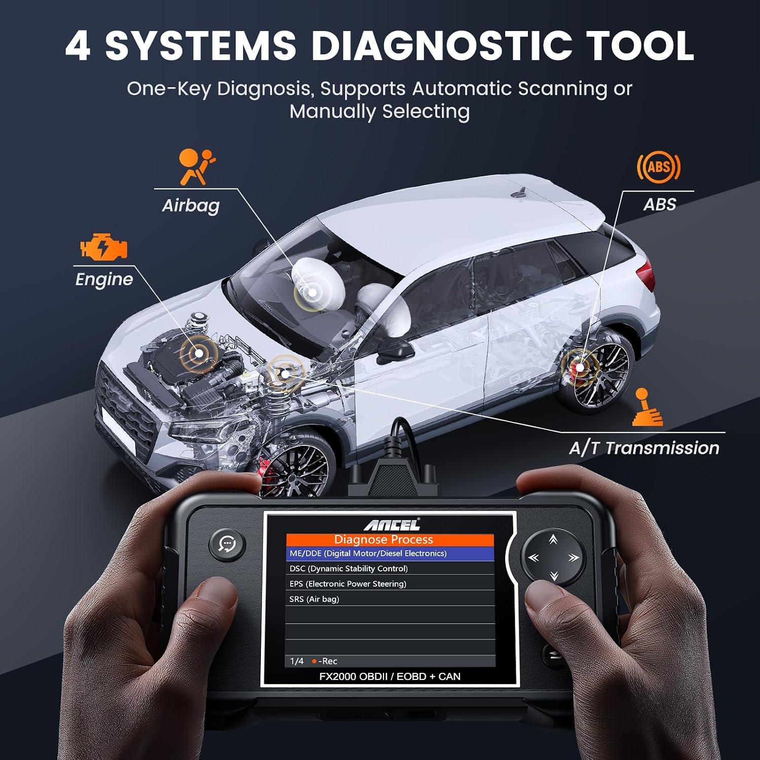 ANCEL FX2000-US OBD2 Scanner - Engine ABS SRS Transmission view 2