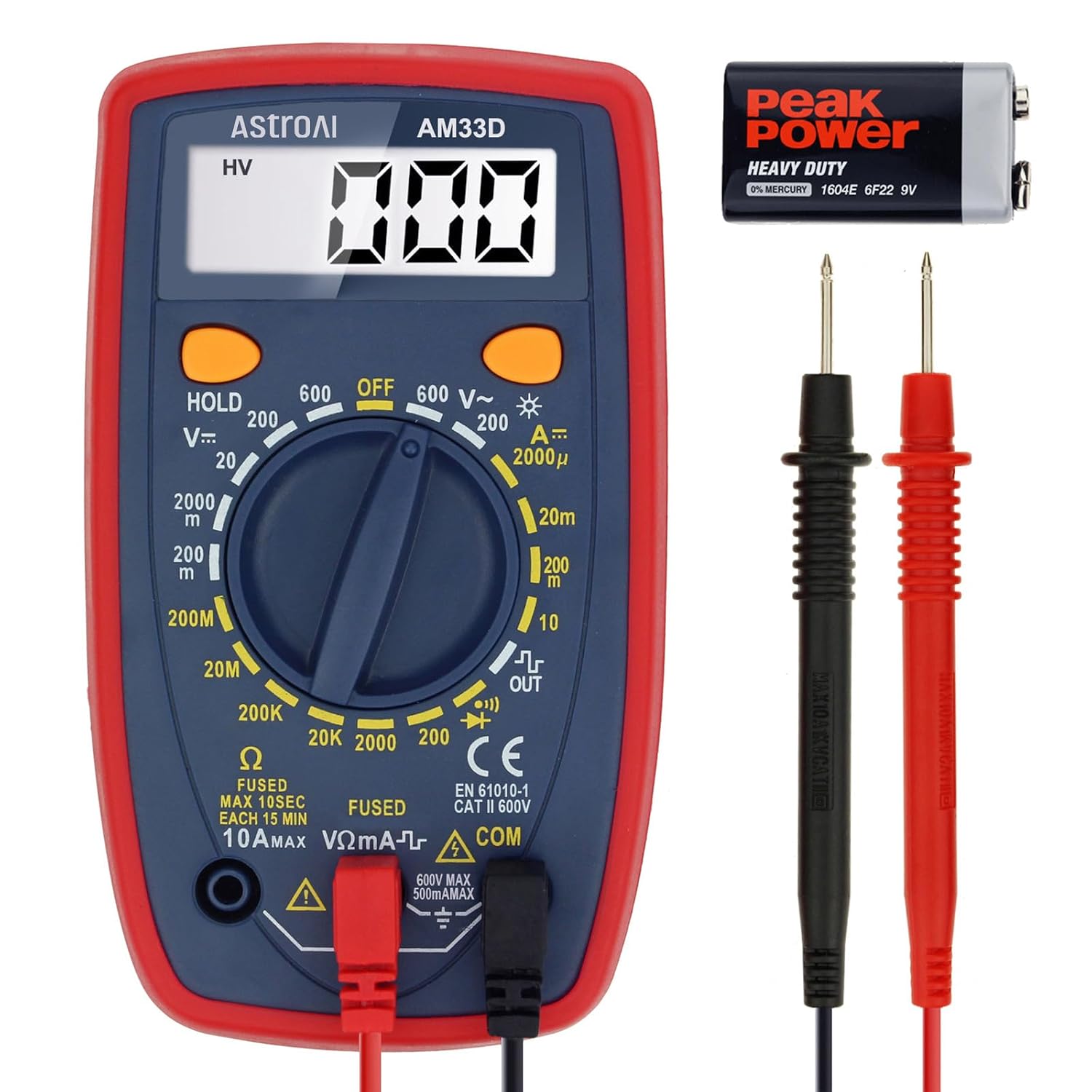 AstroAI 2000-Count Digital Multimeter for Automotive Voltage, Current, Resistance, and Continuity Testing