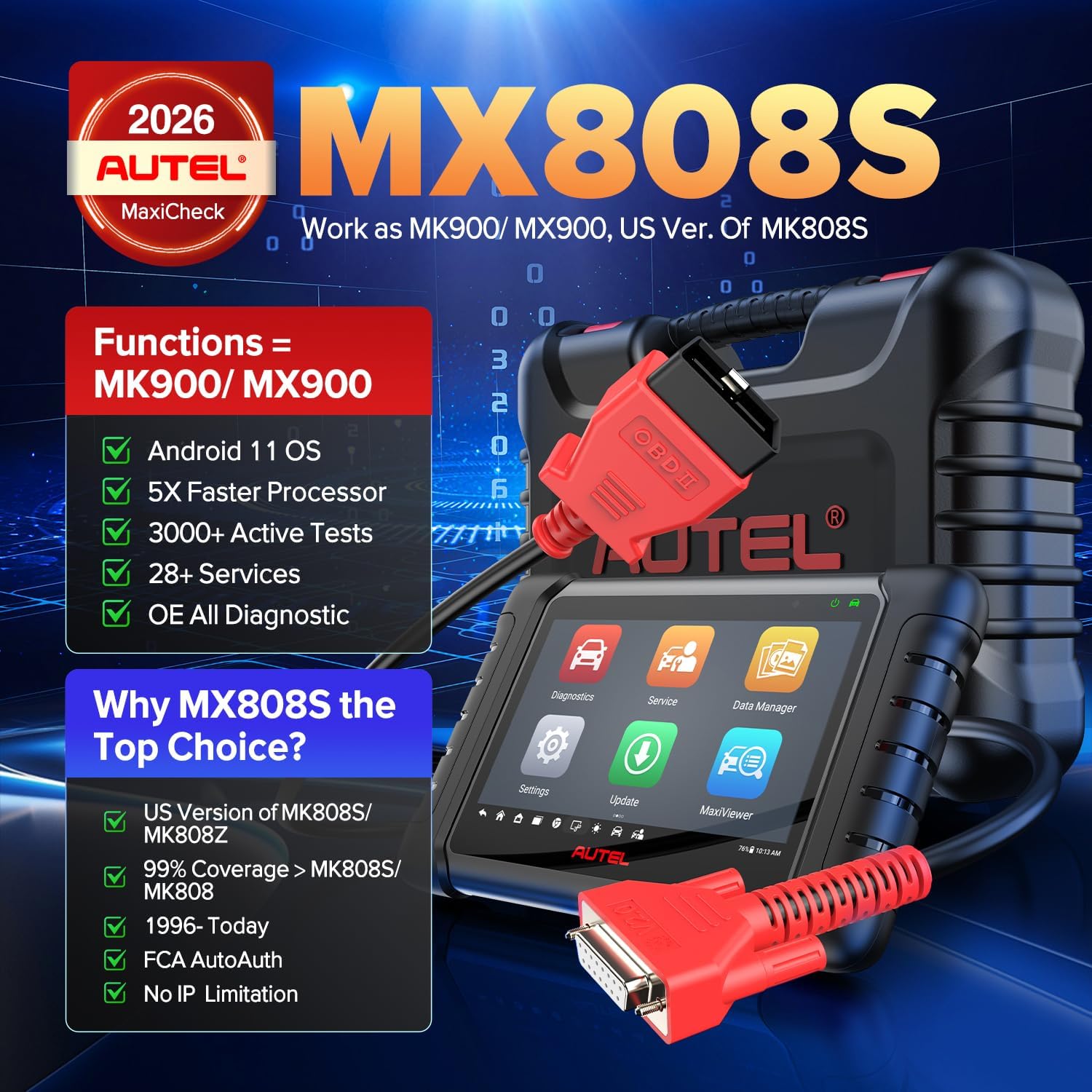 Autel MaxiCheck MX808S Bidirectional Transmission Scan Tool view 2