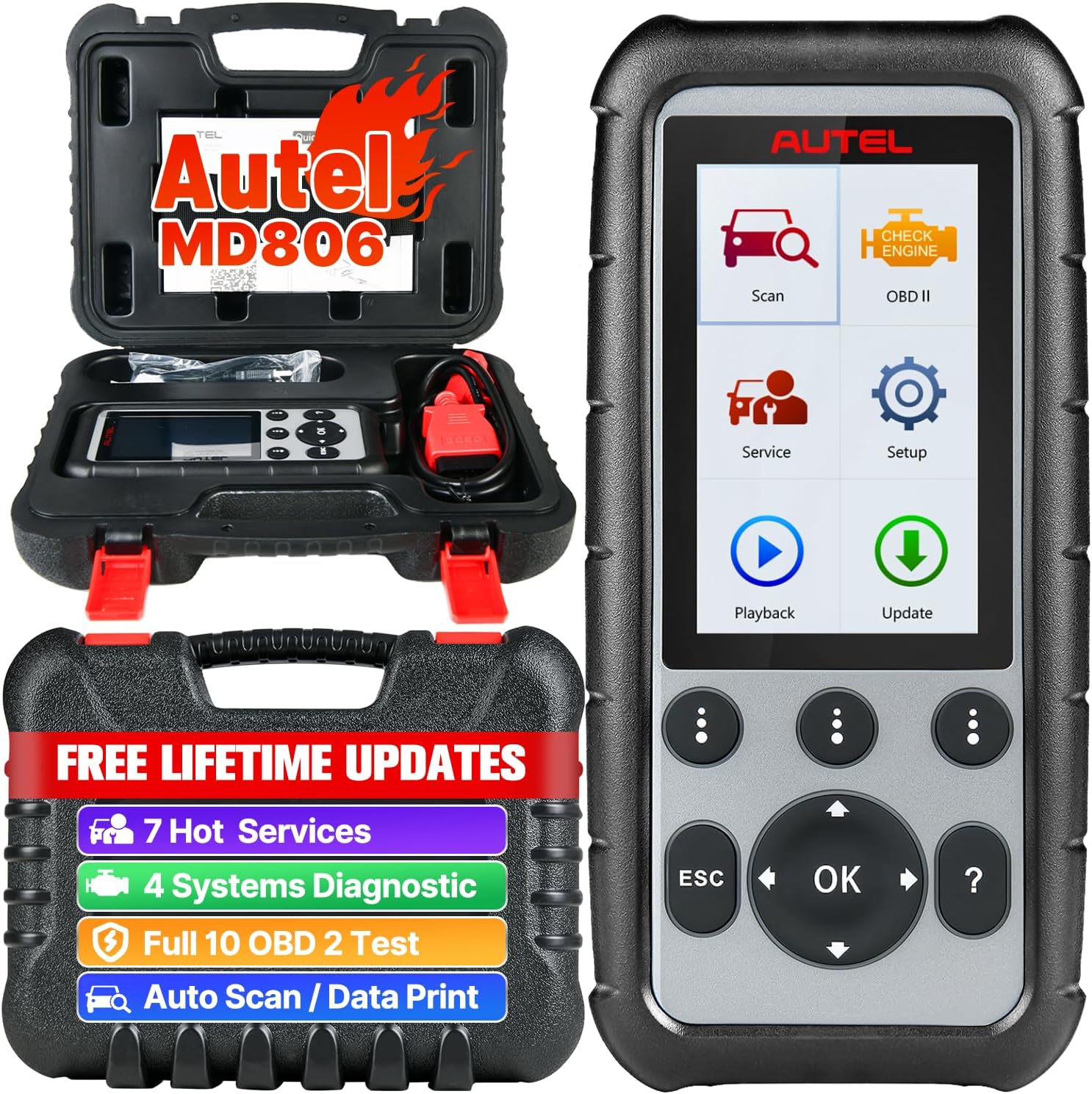 Autel MD806 Transmission ABS SRS Engine Scan Tool