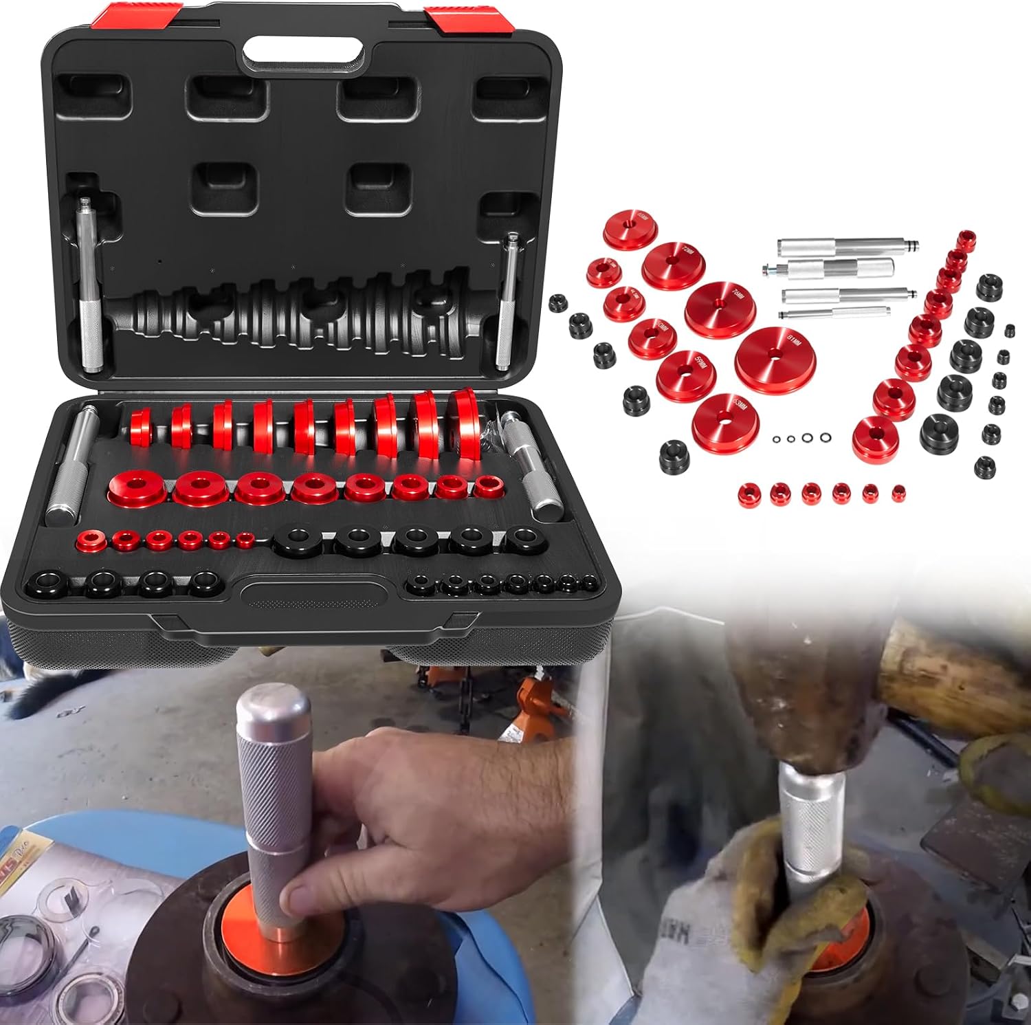 Bearing Race and Seal Driver Kit, 43-Piece Billet Aluminum