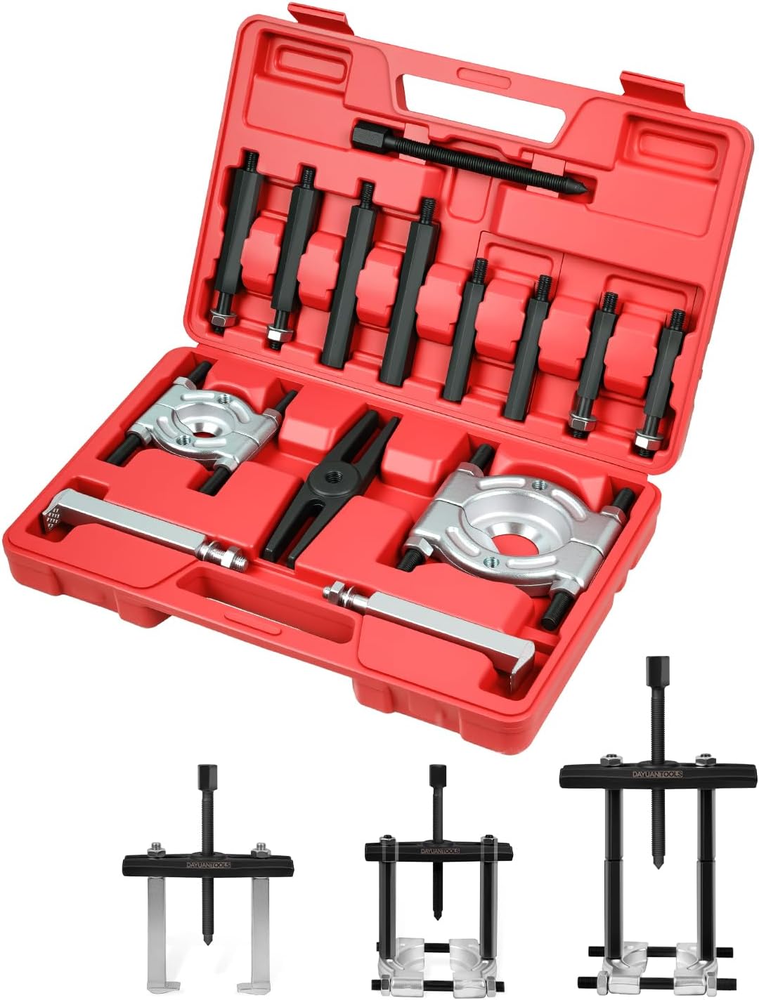 14-Piece Bearing Separator and Puller Set, 5-Ton Drop-Forged with 2 in and 3 in Splitters