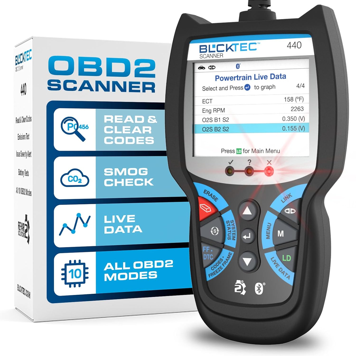 BLCKTEC 460T All-System OBD2 Scanner, ABS SRS Transmission view 2