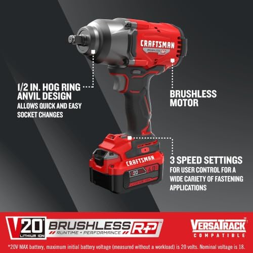 1/2 in High-Torque Cordless Impact Wrench Kit, 700 ft-lb view 3
