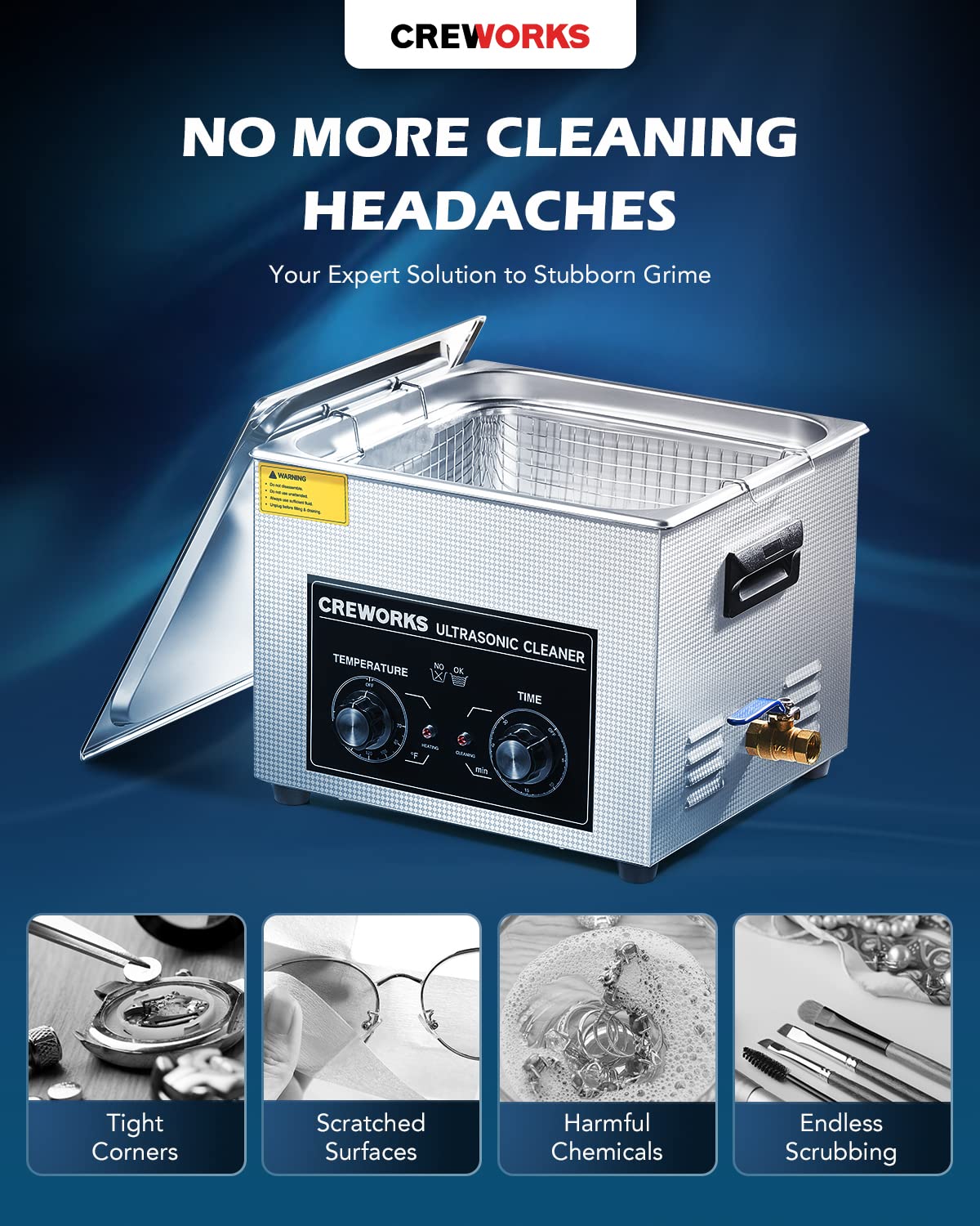 15L Heated Ultrasonic Parts Cleaner, 40kHz Valve Body view 2