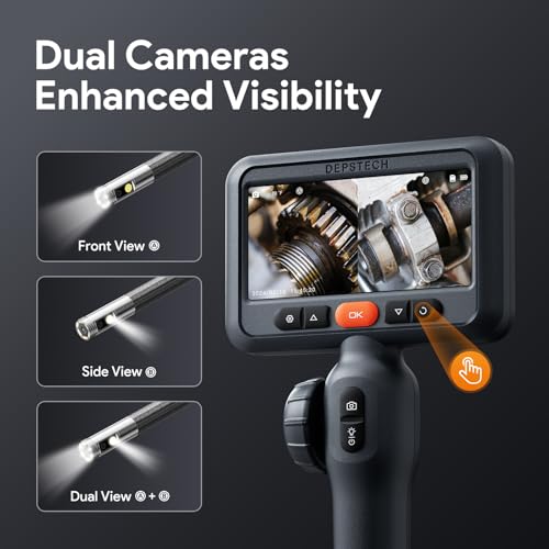 DEPSTECH DS650 Articulating Borescope, 10ft Dual-Lens Inspection Camera with 4.5-Inch IPS Screen and 210-Degree Two-Way Steering view 2