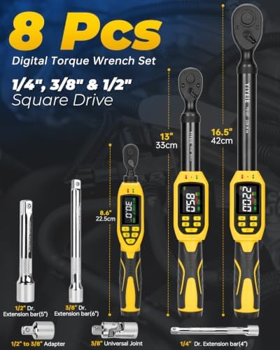 Digital Torque Wrench Set, 1/4, 3/8 and 1/2 Drive, 1.1-162 ft-lb view 2