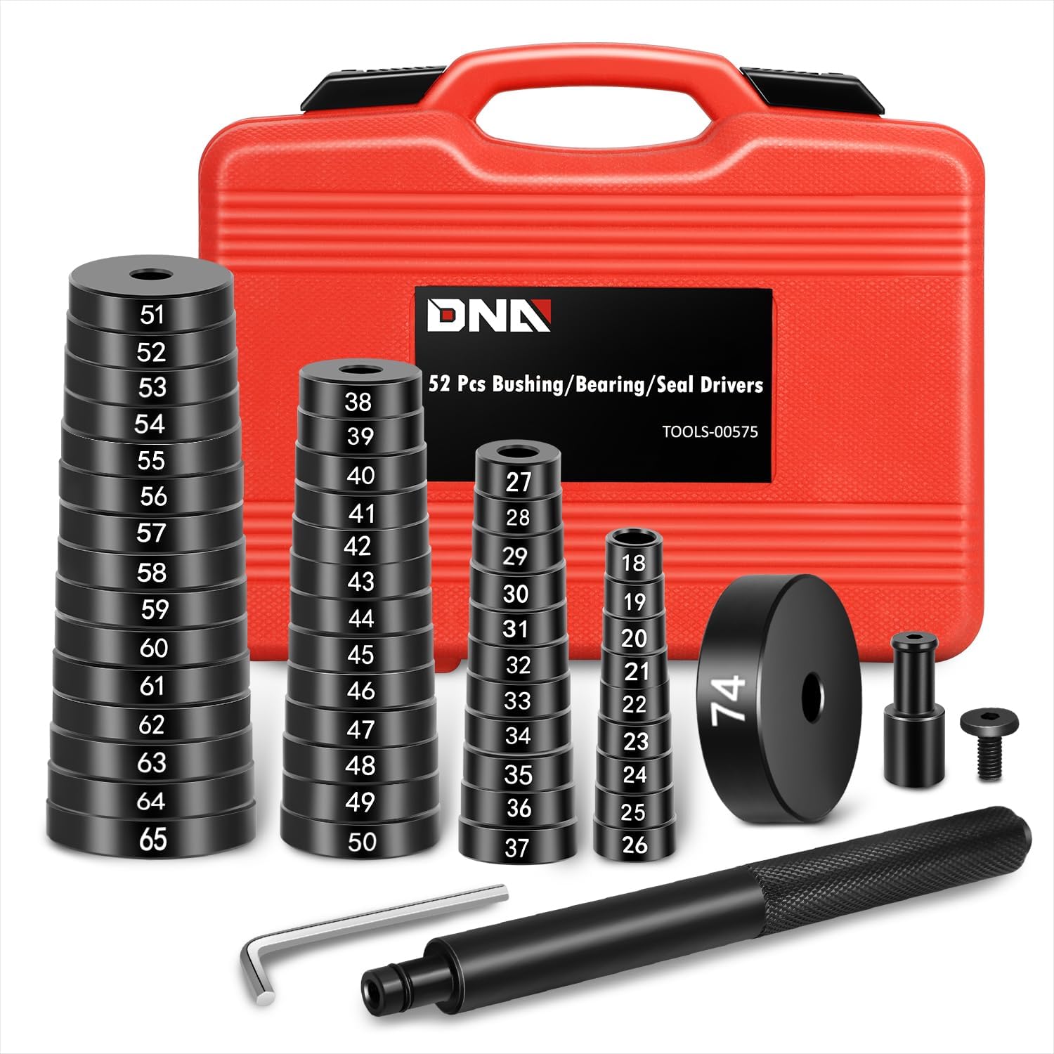 52-Piece Bushing & Bearing Race Seal Driver Set, 50 Discs