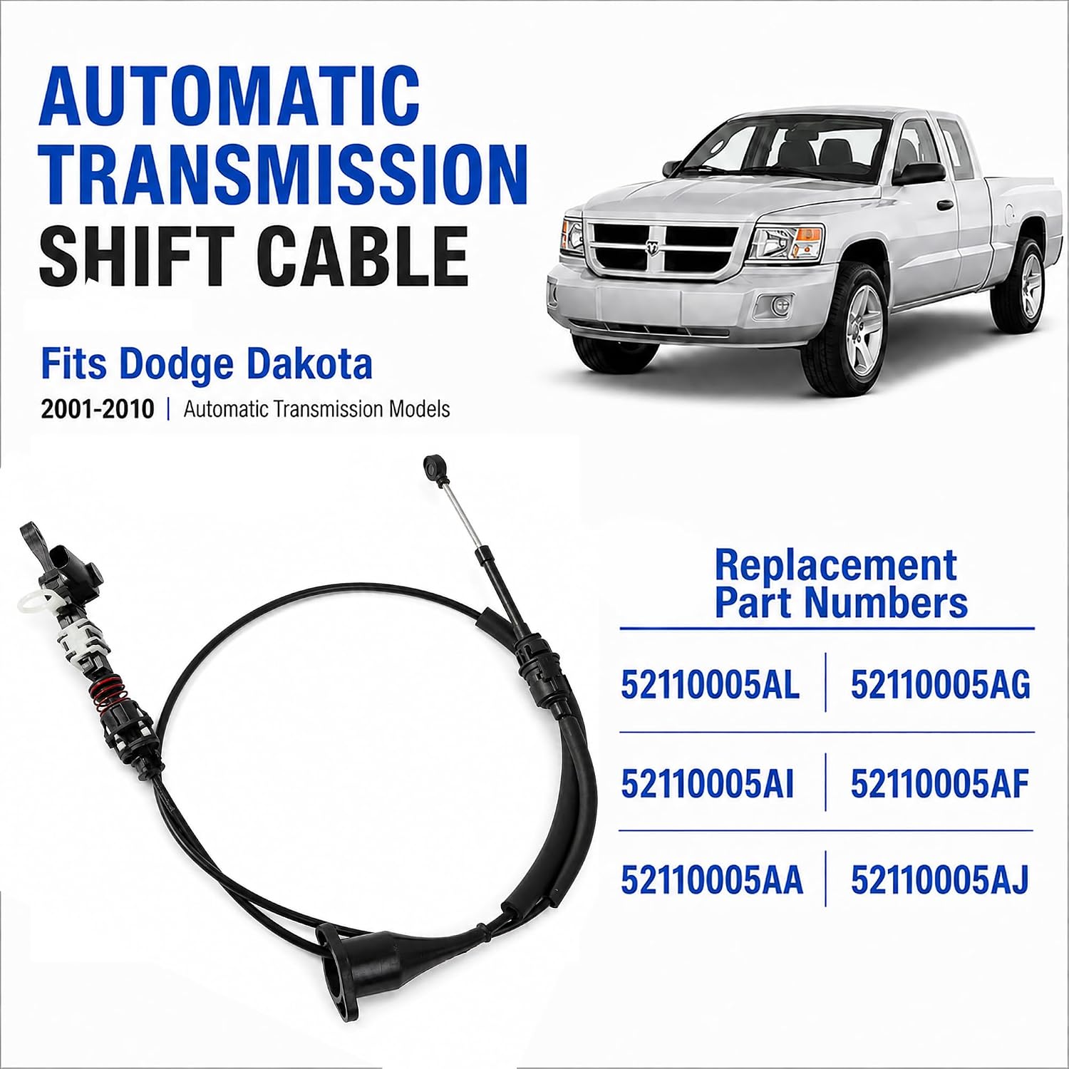 Dodge Dakota 2001-2010 Transmission Shift Cable 52110005AL view 3