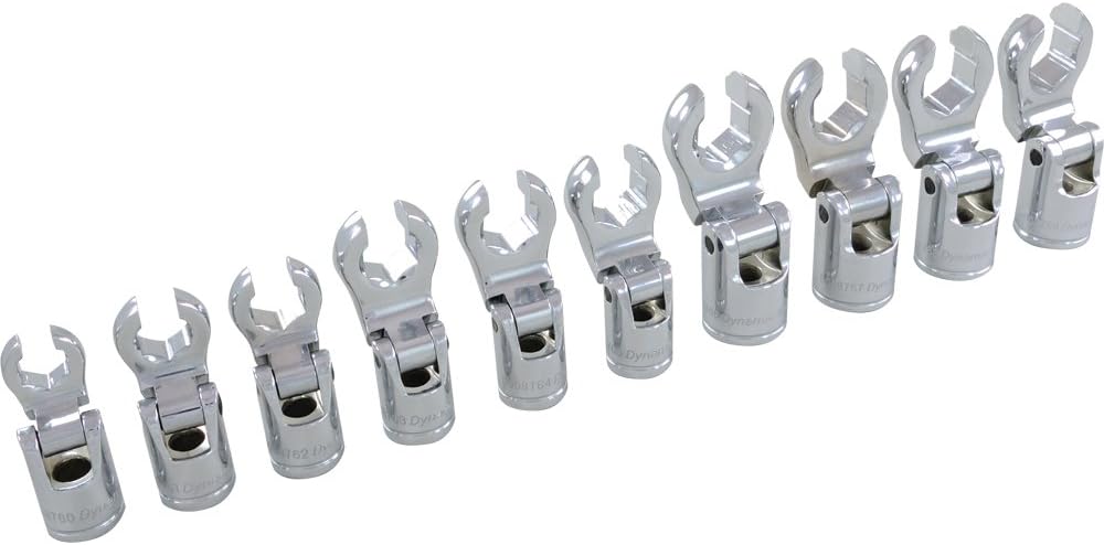 Folding Head Flare Nut Crowfoot Set 10-Piece 10-19mm Metric