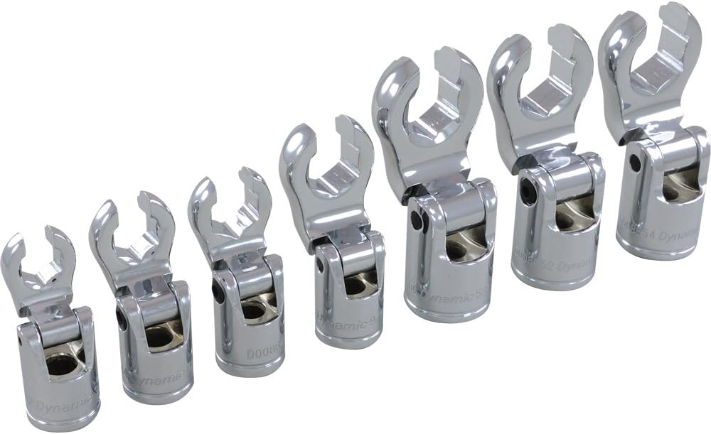 Folding Head Flare Nut Crowfoot Set 7-Piece SAE 3/8 Drive