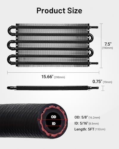 6-Pass Universal Transmission Oil Cooler Kit, Aluminum Tube and Fin with 5/16 in Hose and Mounting Hardware view 3
