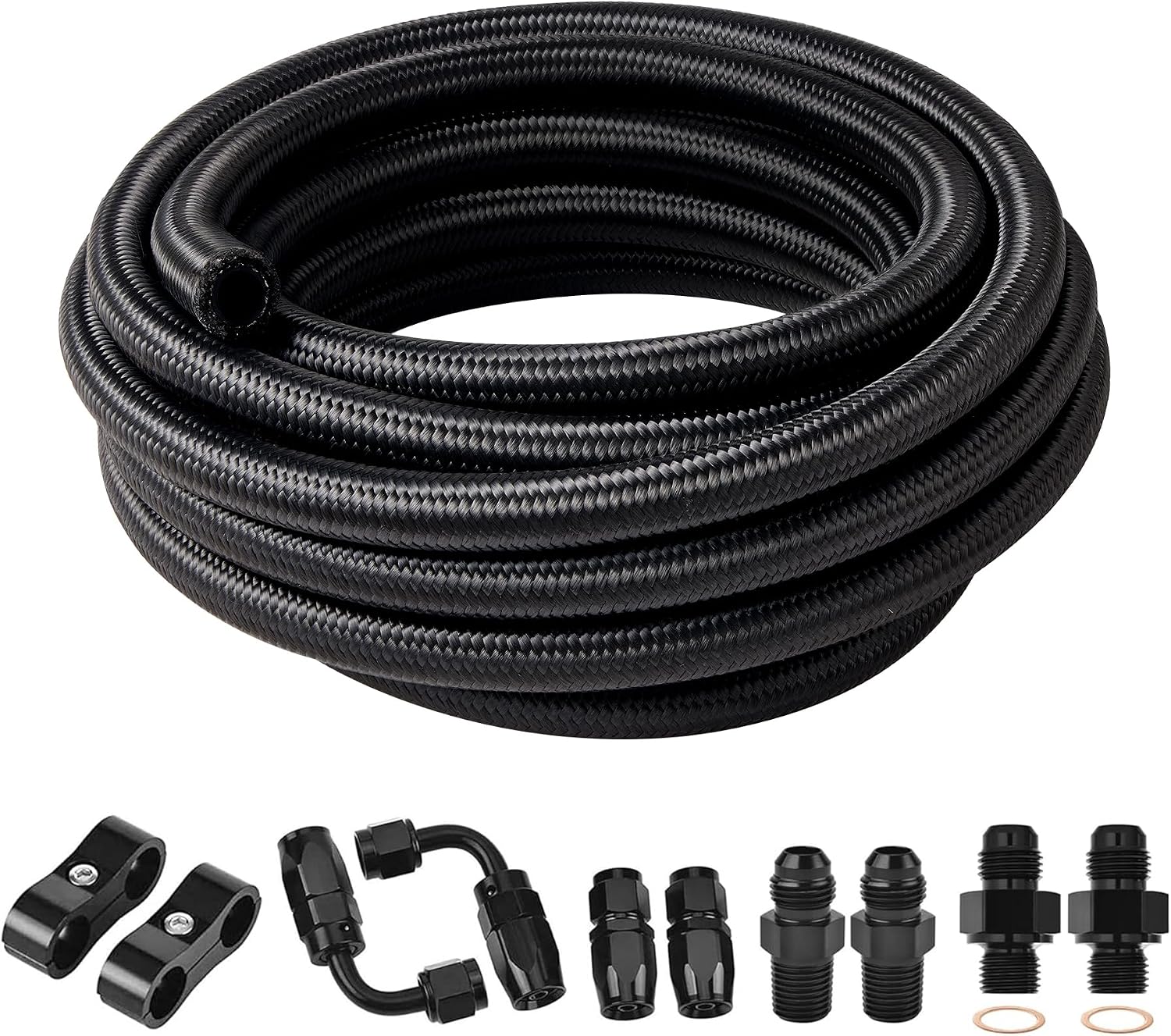 EVIL ENERGY 6AN Transmission Cooler Line Kit for 4L60E 4L65E, 15 ft Braided Hose